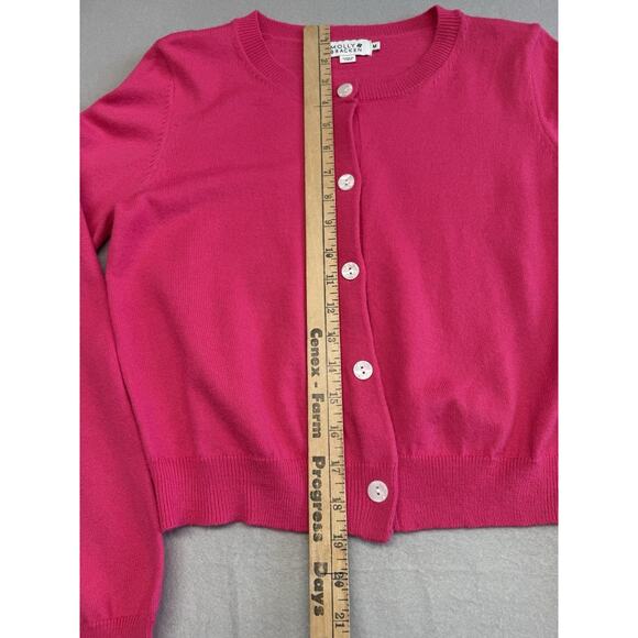 Molly Bracken Hot Pink Button Crop Long Sleeve Sweater Cardigan Medium - Picture 5 of 10